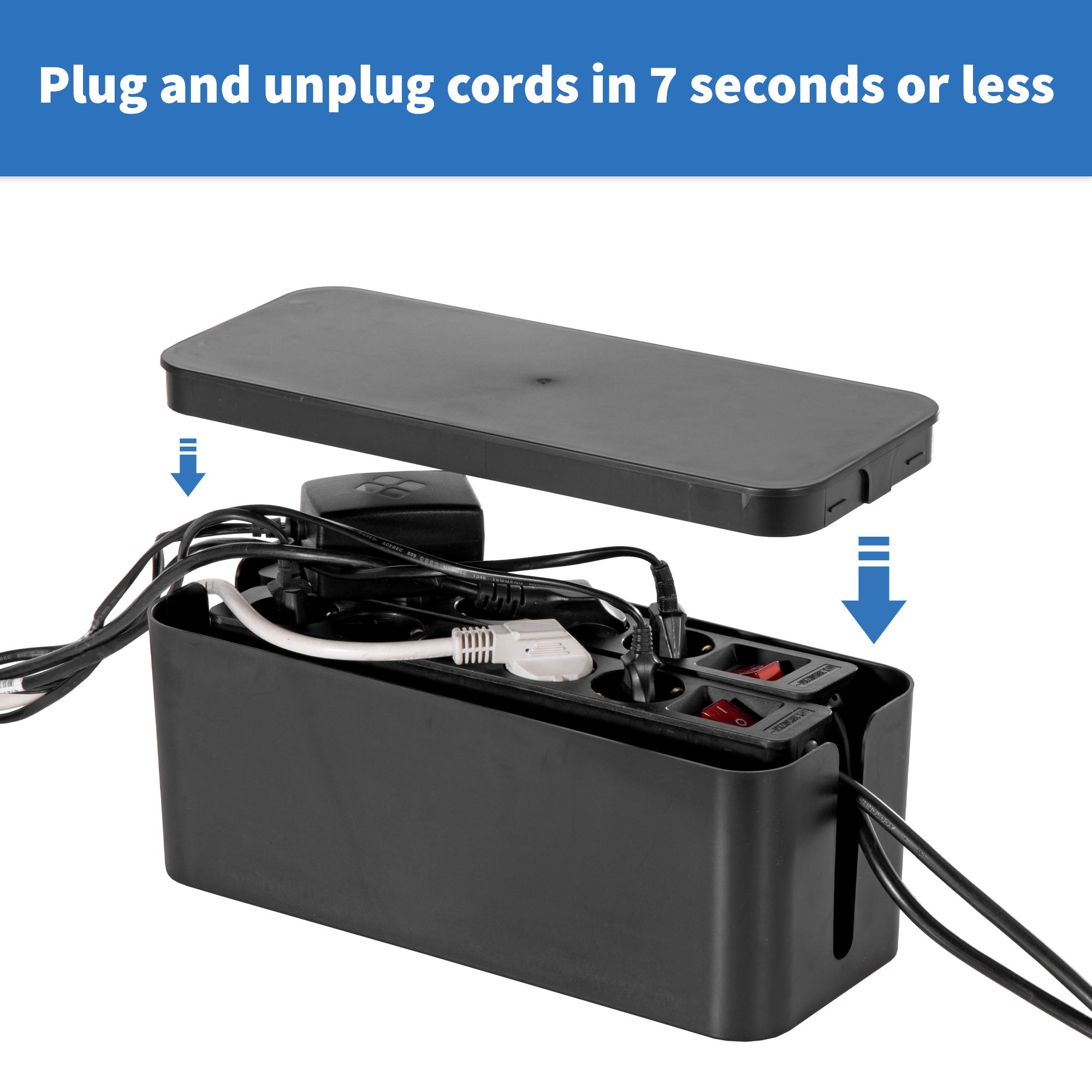 Large Cable Management Box - Cable Organizer Box and Power Strip Box for  Electrical Cord Management - Desk Cord Hider and Floor Cable Management 