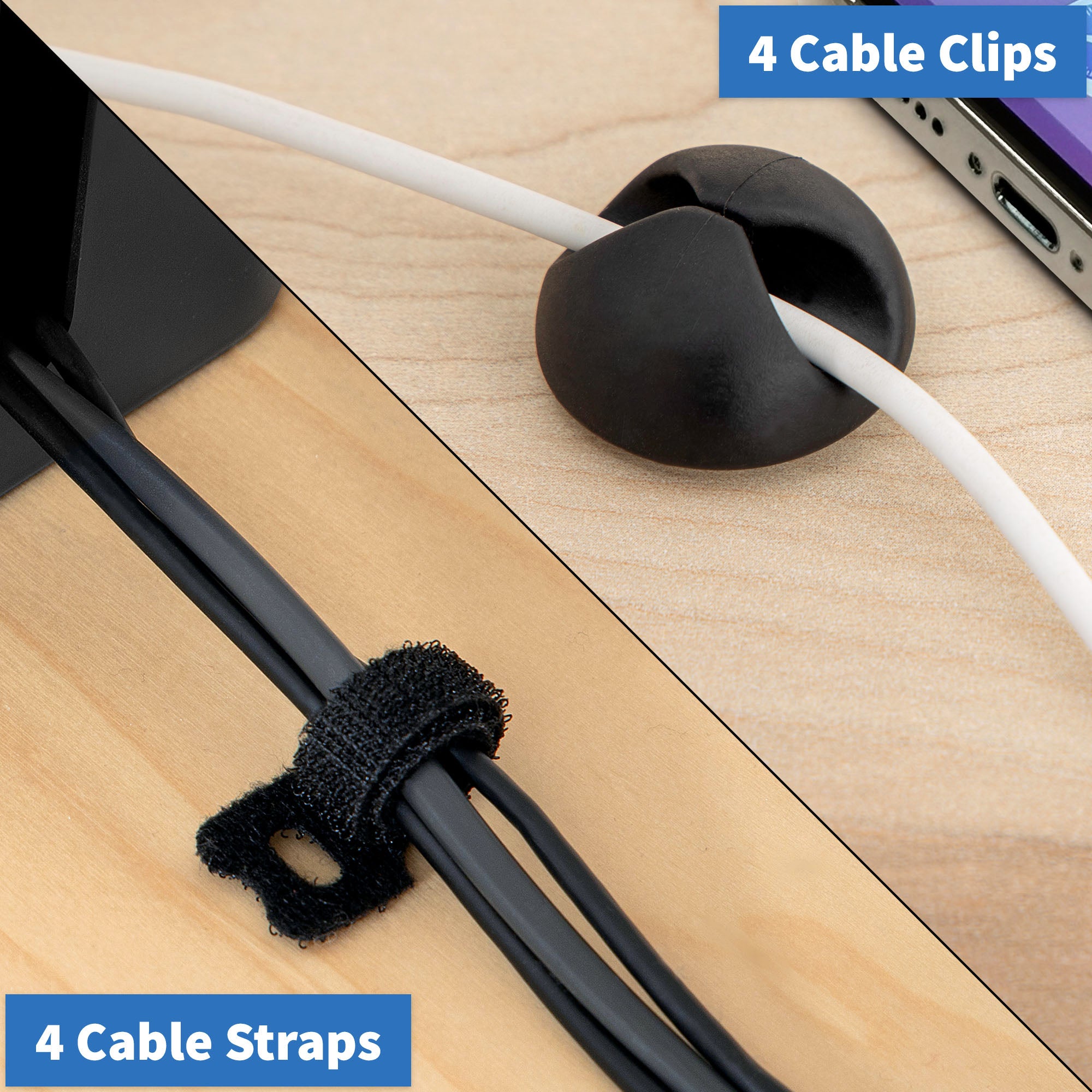 SimpleCord Under Desk Cable Organizer Cord Cover - Channel to Hide Power Strips, Wires, Power Supplies, Surge Protectors at Home or Office